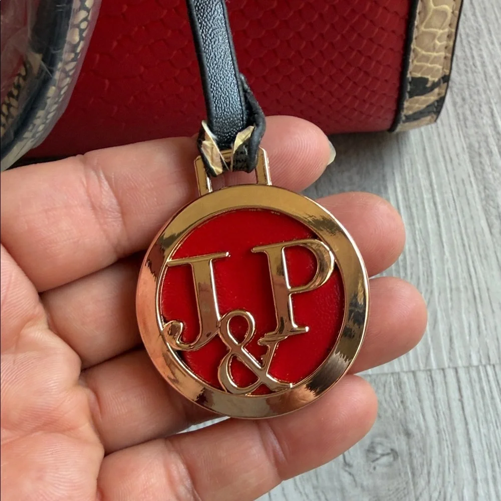 Elegant Red and Tan Satchel